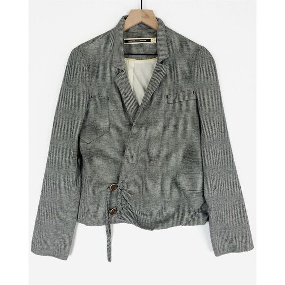 Daughters of the‎ Liberation Jacket Womens 10 Gray Striped Asymmetric Artsy Boho - Picture 1 of 16